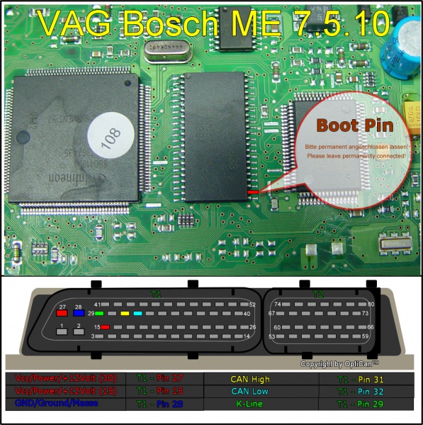Bosch ME 7.5.10 (Skoda) pinout diagram 1